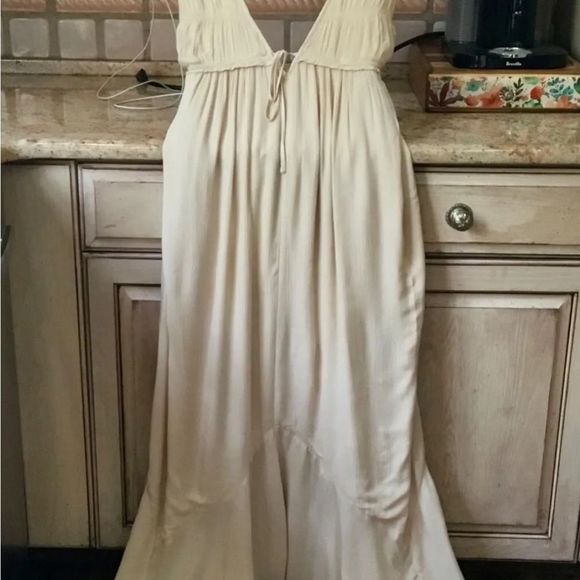 Free People Endless Summer Showstopper Midi Maxi Dress Halter Ivory Tan - Picture 4 of 6